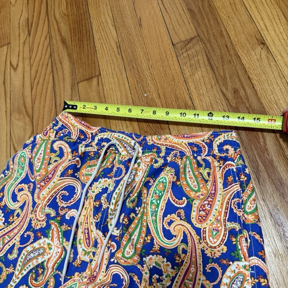 Polo Ralph Lauren Orange Blue Paisley Print Swim Trunks Size Medium